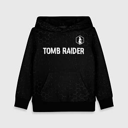 Толстовка-худи детская Tomb Raider glitch на темном фоне: символ сверху, цвет: 3D-черный