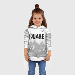 Толстовка-худи детская Quake glitch на светлом фоне: символ сверху, цвет: 3D-белый — фото 2