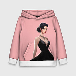 Толстовка-худи детская Girl in black dress - pink, цвет: 3D-белый