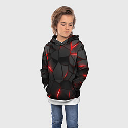 Толстовка-худи детская Плиты с красной подсветкой, цвет: 3D-белый — фото 2