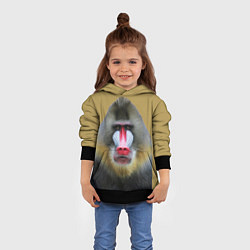 Толстовка-худи детская Мандрил обезьяна, цвет: 3D-черный — фото 2