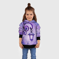 Толстовка-худи детская Уличный фиолетовый фонарь, цвет: 3D-черный — фото 2
