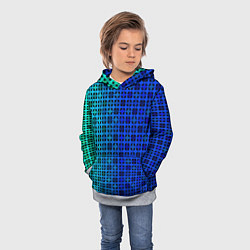 Толстовка-худи детская Сине-зеленый геометрический узор, цвет: 3D-меланж — фото 2