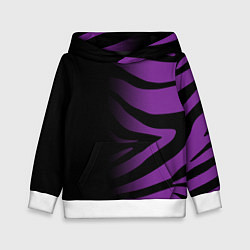 Толстовка-худи детская Фиолетовый с черными полосками зебры, цвет: 3D-белый