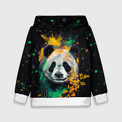 Толстовка-худи детская Панда в желтом и зеленом - нейронная сеть, цвет: 3D-белый
