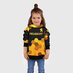 Толстовка-худи детская Peugeot - gold gradient: символ сверху, цвет: 3D-черный — фото 2