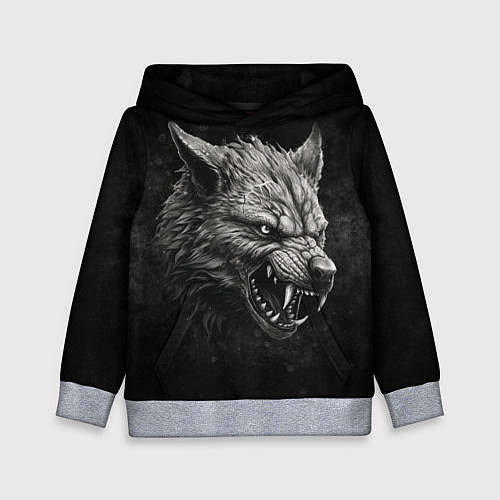 Детская толстовка Волк - grunge style / 3D-Меланж – фото 1