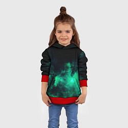 Толстовка-худи детская Зелёная галактика Midjourney, цвет: 3D-красный — фото 2