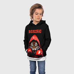 Толстовка-худи детская Boxing tiger, цвет: 3D-белый — фото 2