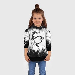 Толстовка-худи детская Японский дракон с иероглифами, цвет: 3D-черный — фото 2