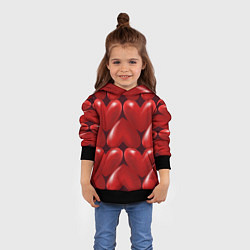 Толстовка-худи детская Red hearts, цвет: 3D-черный — фото 2