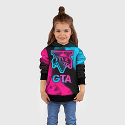 Толстовка-худи детская GTA - neon gradient, цвет: 3D-черный — фото 2