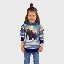 Толстовка-худи детская Шерстистый мамонт, цвет: 3D-синий — фото 2