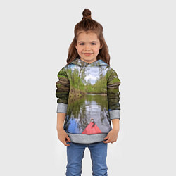 Толстовка-худи детская Красная байдарка, цвет: 3D-меланж — фото 2