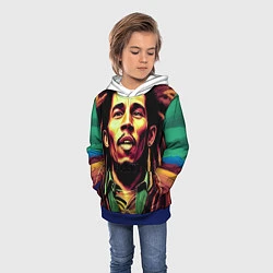 Толстовка-худи детская Digital Art Bob Marley in the field, цвет: 3D-синий — фото 2
