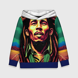 Толстовка-худи детская Digital Art Bob Marley in the field, цвет: 3D-синий