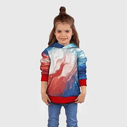 Толстовка-худи детская Белый синий красный, цвет: 3D-красный — фото 2