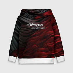Толстовка-худи детская Cyberpunk 2077 phantom liberty black red, цвет: 3D-белый