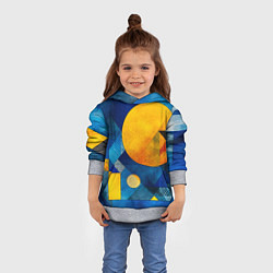 Толстовка-худи детская Жёлтая и синяя геометрия, цвет: 3D-меланж — фото 2