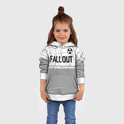 Толстовка-худи детская Fallout glitch на светлом фоне: символ сверху, цвет: 3D-белый — фото 2