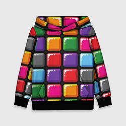 Толстовка-худи детская Пиксельные кубики, цвет: 3D-черный