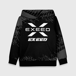 Толстовка-худи детская Exeed speed на темном фоне со следами шин, цвет: 3D-черный