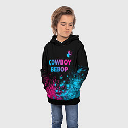 Толстовка-худи детская Cowboy Bebop - neon gradient: символ сверху, цвет: 3D-черный — фото 2