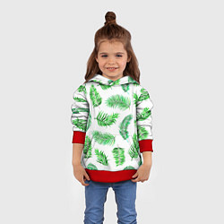 Толстовка-худи детская Лесной папоротник нарисованный акварелью, цвет: 3D-красный — фото 2