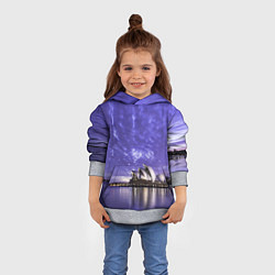 Толстовка-худи детская Сидней в фиолетовом в закате, цвет: 3D-меланж — фото 2