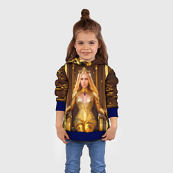 Толстовка-худи детская Девушка королева на троне, цвет: 3D-синий — фото 2
