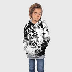 Толстовка-худи детская No pain no gain - спорт, цвет: 3D-меланж — фото 2