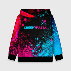 Толстовка-худи детская CreepyPasta - neon gradient: символ сверху, цвет: 3D-черный
