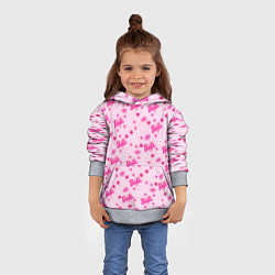 Толстовка-худи детская Барби, сердечки и цветочки, цвет: 3D-меланж — фото 2