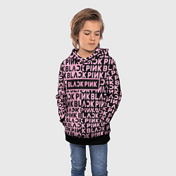 Толстовка-худи детская Blackpink - pink text, цвет: 3D-черный — фото 2