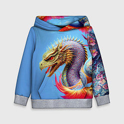 Толстовка-худи детская Dragon - irezumi - tattoo - Japan, цвет: 3D-меланж