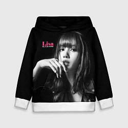 Толстовка-худи детская Blackpink Lisa in leather jacket, цвет: 3D-белый