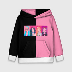 Толстовка-худи детская Группа Black pink на черно-розовом фоне, цвет: 3D-белый