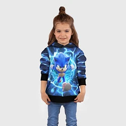 Толстовка-худи детская Sonic electric waves, цвет: 3D-черный — фото 2