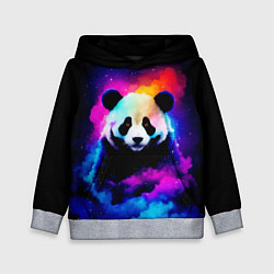 Толстовка-худи детская Панда и краски, цвет: 3D-меланж