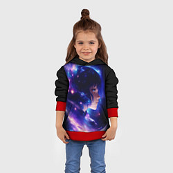 Толстовка-худи детская Космическая женщина, цвет: 3D-красный — фото 2