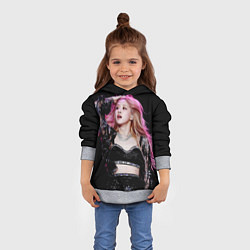 Толстовка-худи детская Blackpink Rose Pink hair, цвет: 3D-меланж — фото 2