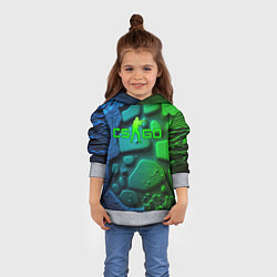 Толстовка-худи детская CS GO green black abstract, цвет: 3D-меланж — фото 2