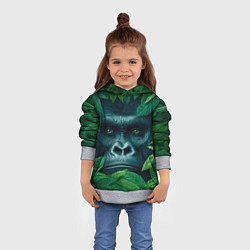 Толстовка-худи детская Горилла в кустах, цвет: 3D-меланж — фото 2