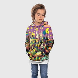 Толстовка-худи детская Праздничный город, цвет: 3D-белый — фото 2