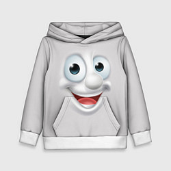 Толстовка-худи детская Милая улыбка, цвет: 3D-белый