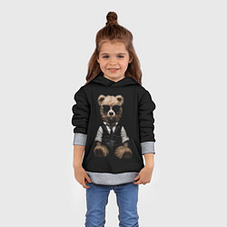 Толстовка-худи детская Плюшевый мишка в очках, цвет: 3D-меланж — фото 2