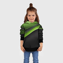 Толстовка-худи детская Black green abstract, цвет: 3D-черный — фото 2
