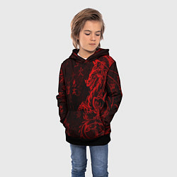 Толстовка-худи детская Красный дракон - иероглифы, цвет: 3D-черный — фото 2