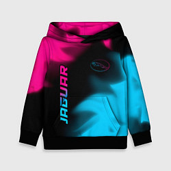 Толстовка-худи детская Jaguar - neon gradient: надпись, символ, цвет: 3D-черный