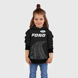 Толстовка-худи детская Ford speed на темном фоне со следами шин: символ с, цвет: 3D-черный — фото 2